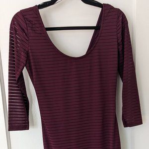 Forever 21 Purple 3/4 Sleeve Scoop Neck Bodycon Dress - Size M